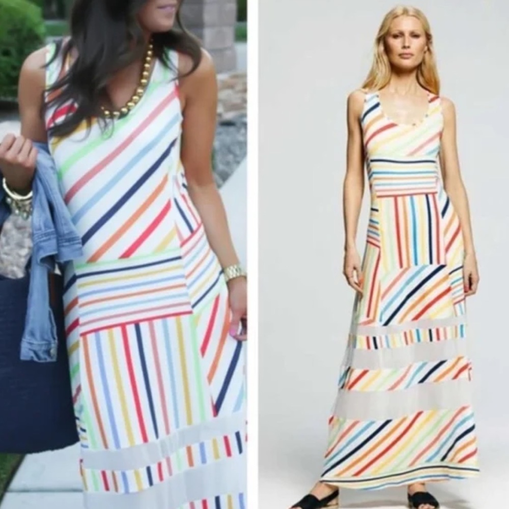 Anthropologie Peter Som Sleeveless Striped Maxi Dress Multicolor Small or Medium